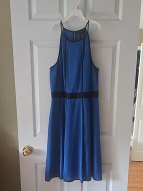 Banana Republic Royal Blue Halter Midi Dress with Black Waist